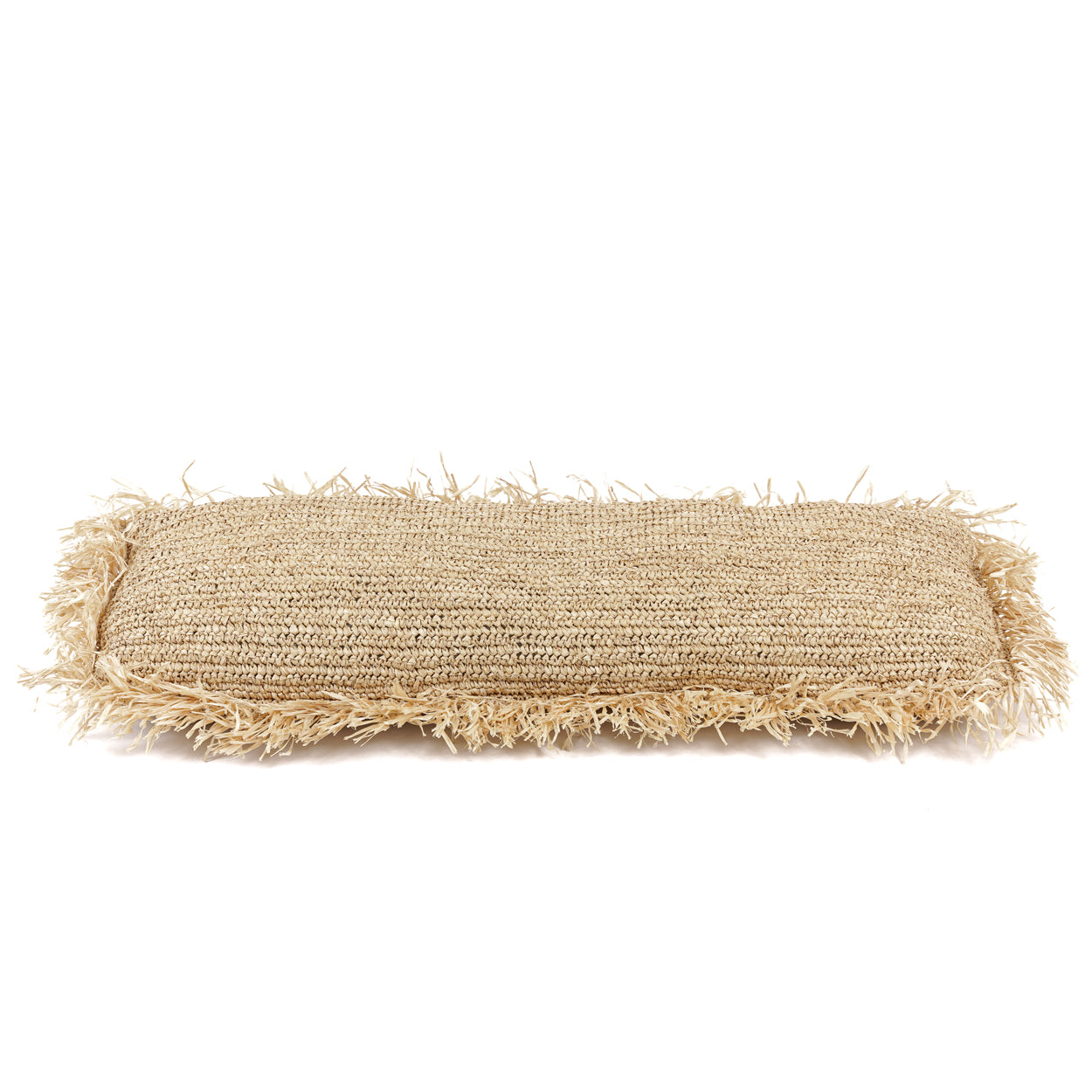 Bazar Bizar  Raffia Kussenhoes - Vierkant - Naturel - 35x100