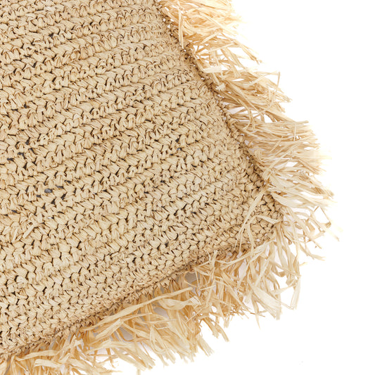Bazar Bizar  Raffia Kussenhoes - Vierkant - Naturel - 35x100