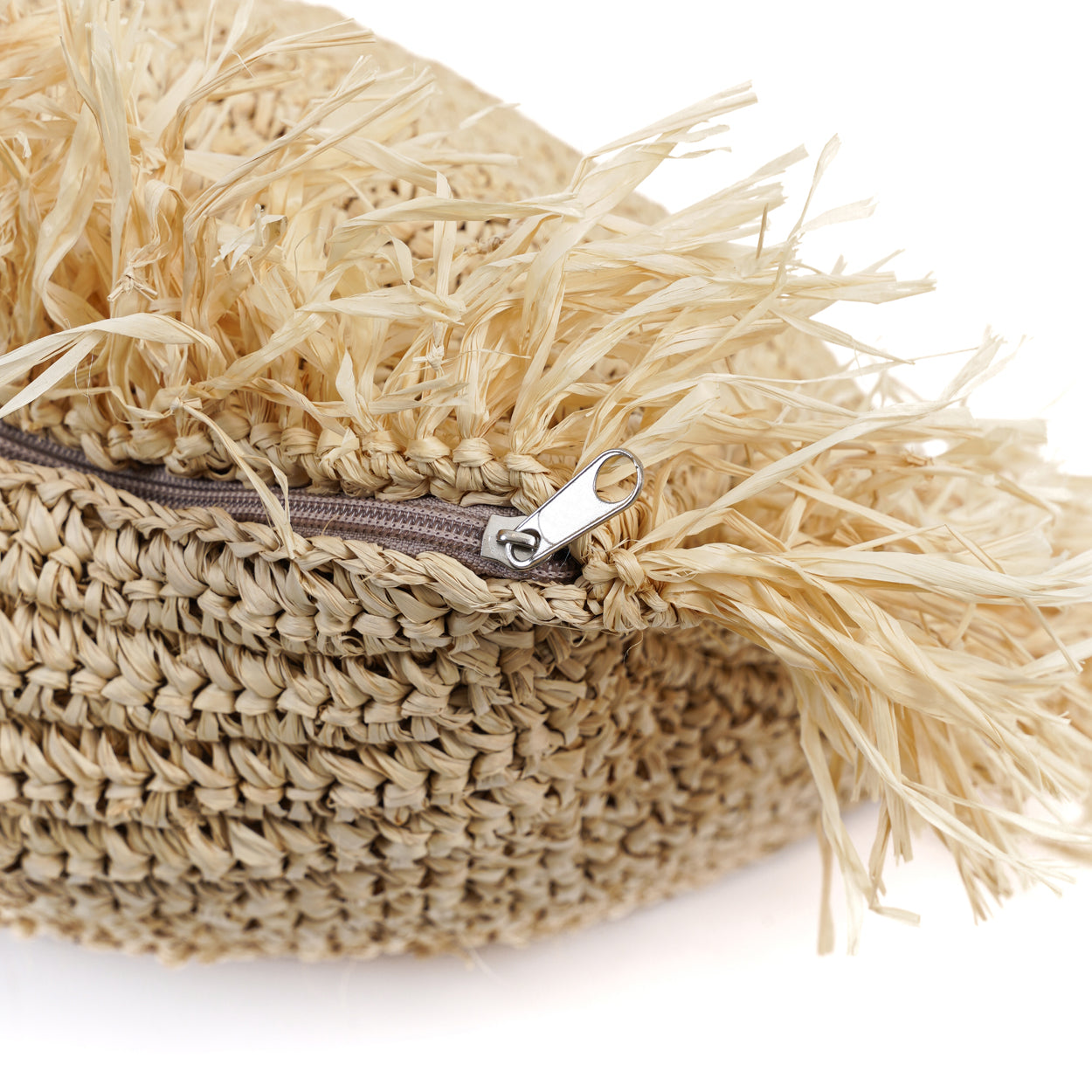 Bazar Bizar  Raffia Kussenhoes - Vierkant - Naturel - 35x100