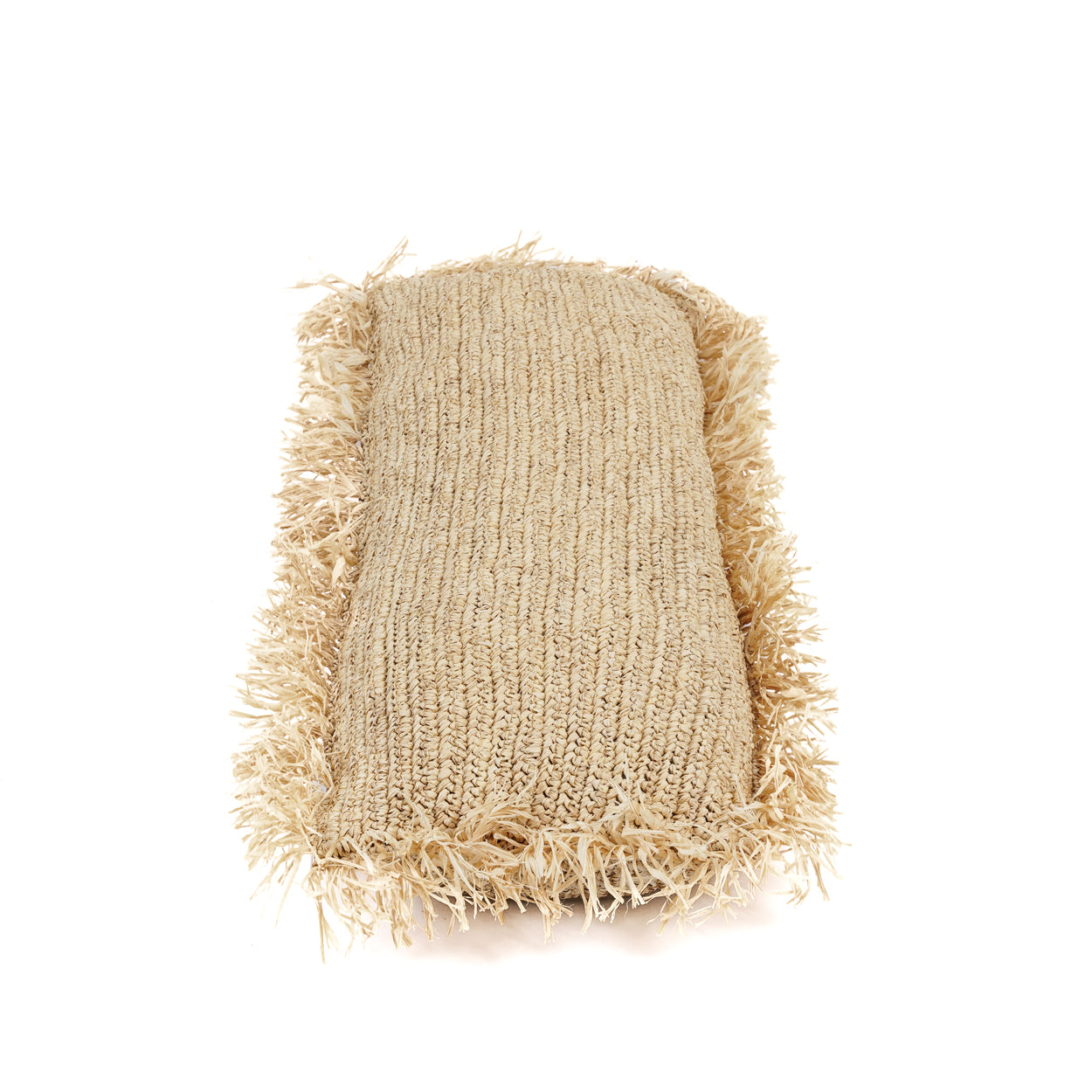 Bazar Bizar  Raffia Kussenhoes - Vierkant - Naturel - 35x100
