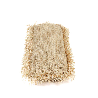 Bazar Bizar  Raffia Kussenhoes - Vierkant - Naturel - 35x100