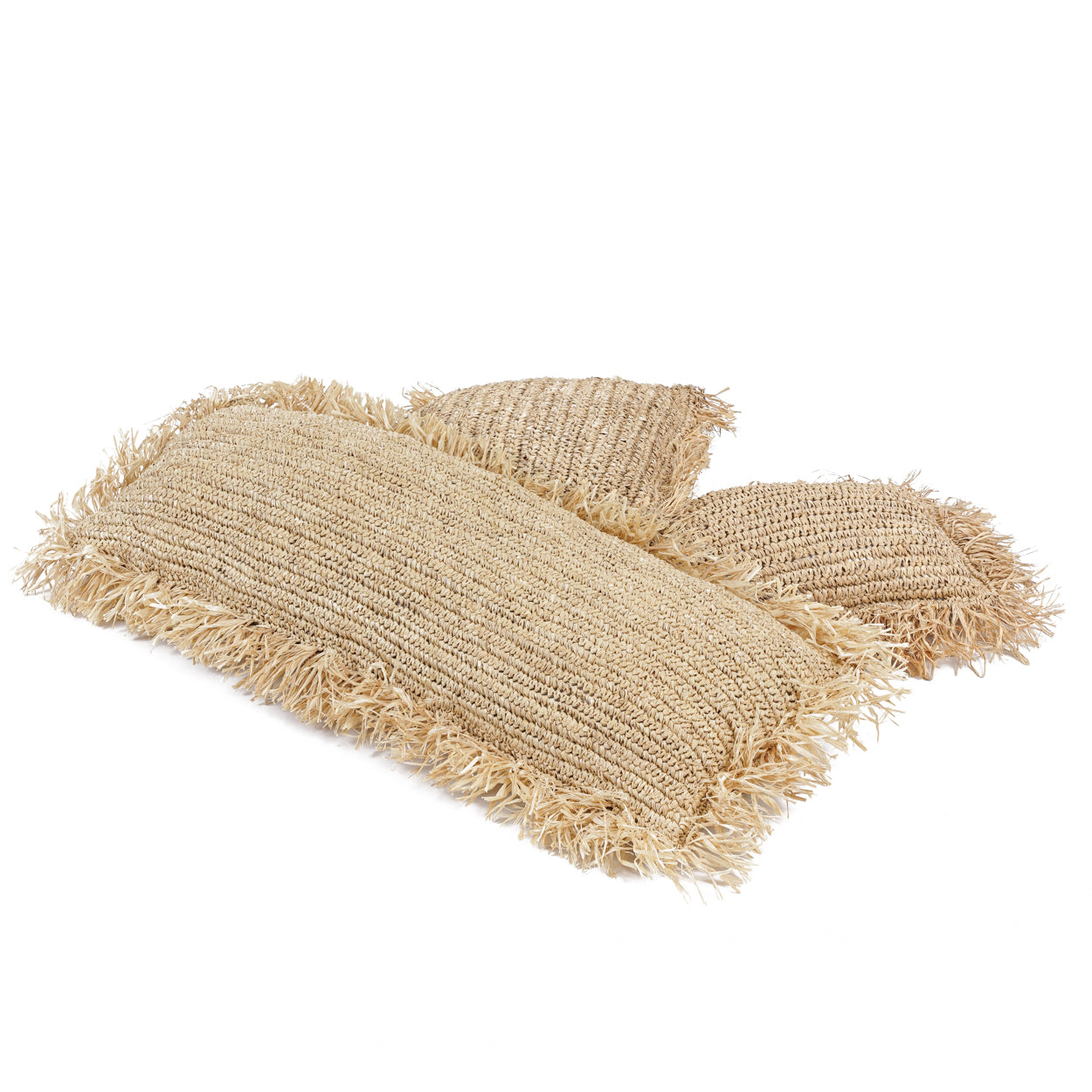 Bazar Bizar  Raffia Kussenhoes - Vierkant - Naturel - 35x100