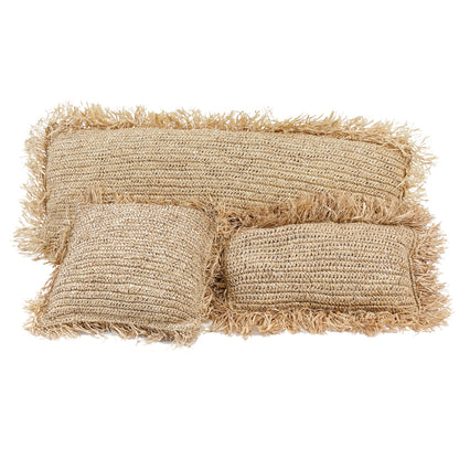 Bazar Bizar  Raffia Kussenhoes - Vierkant - Naturel - 35x100