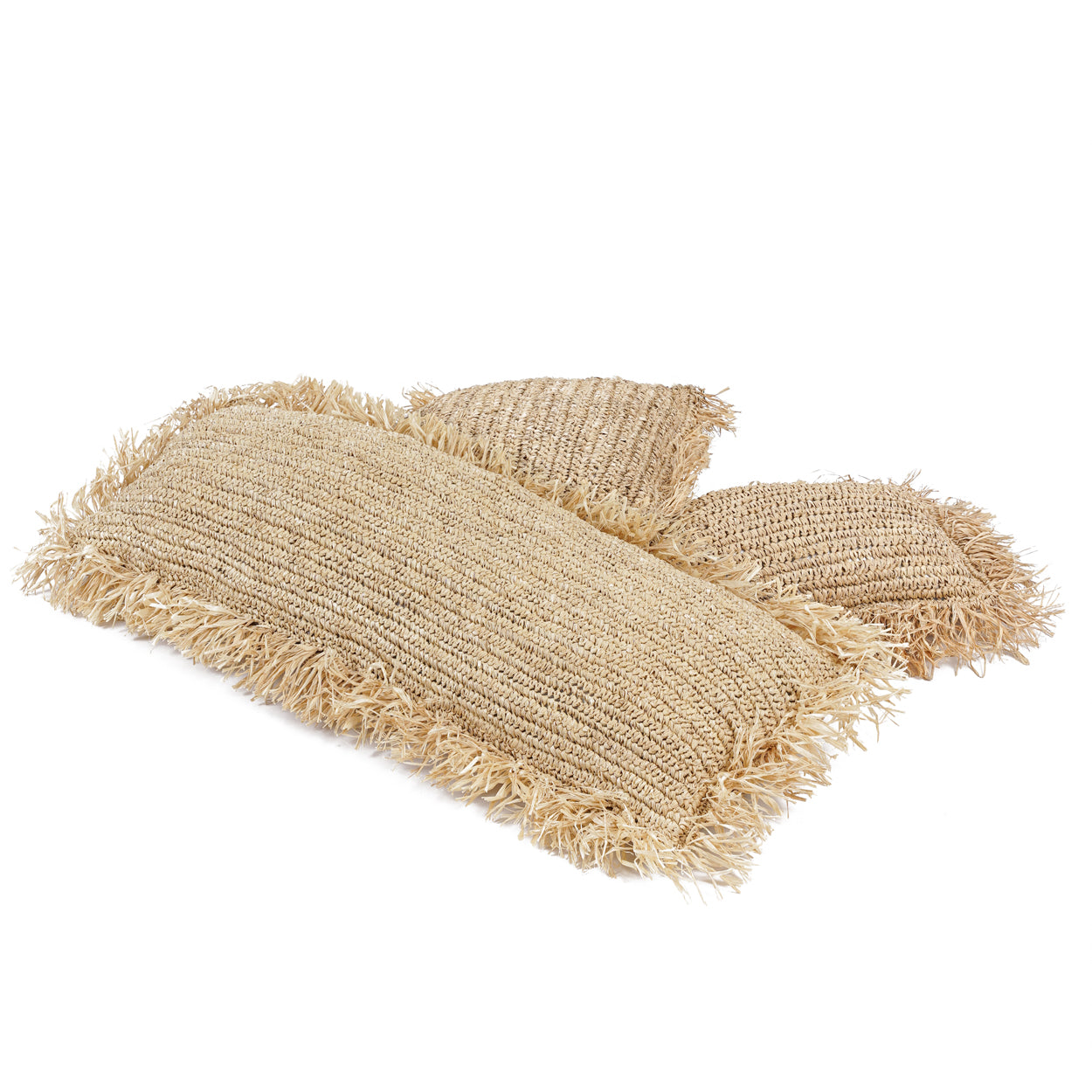 Bazar Bizar  Raffia Kussenhoes - Vierkant - Naturel - 35x100
