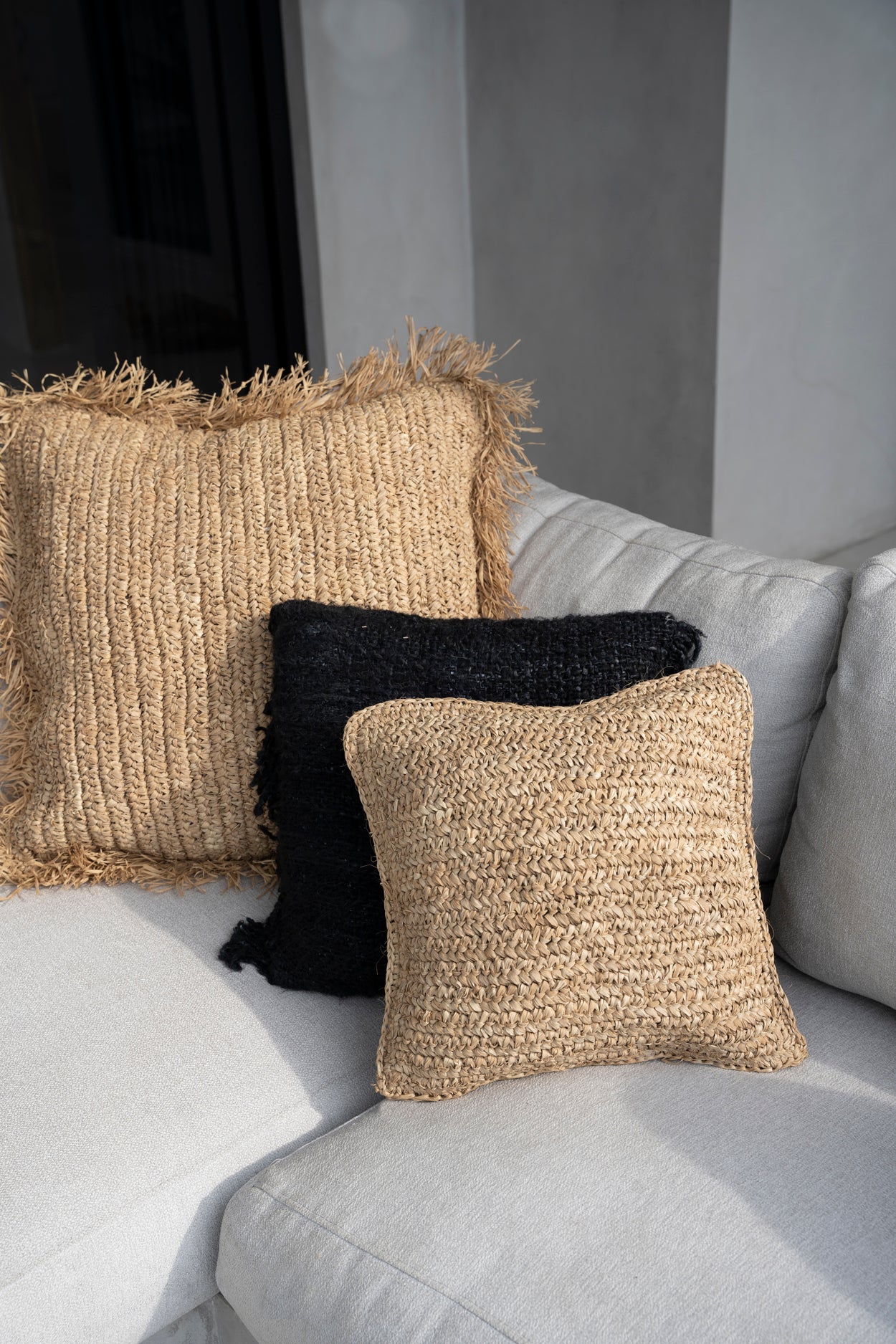 Bazar Bizar De Raffia Flores Kussenhoes - Naturel - 40x40