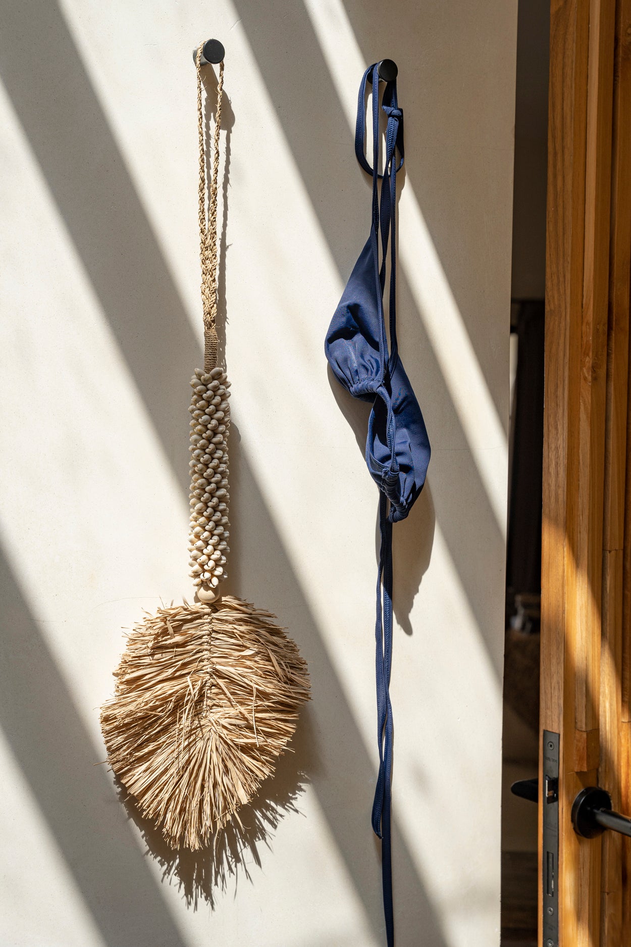 Bazar Bizar De Raffia & Schelpen Hangdecoratie - Crème Naturel