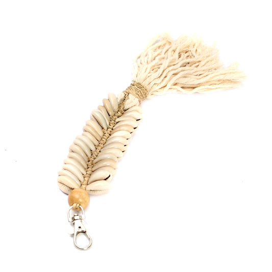 Bazar Bizar De Macrame Visgraat Sleutelhanger - Creme