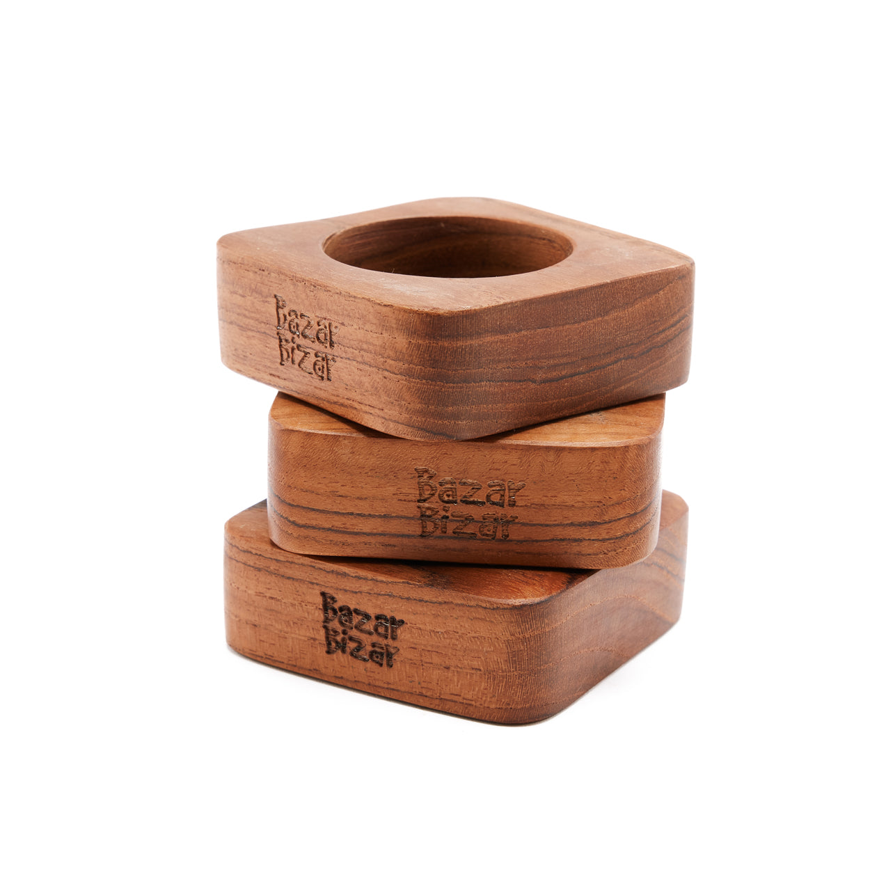 Bazar Bizar De Teak Root Servetring - Set van 4