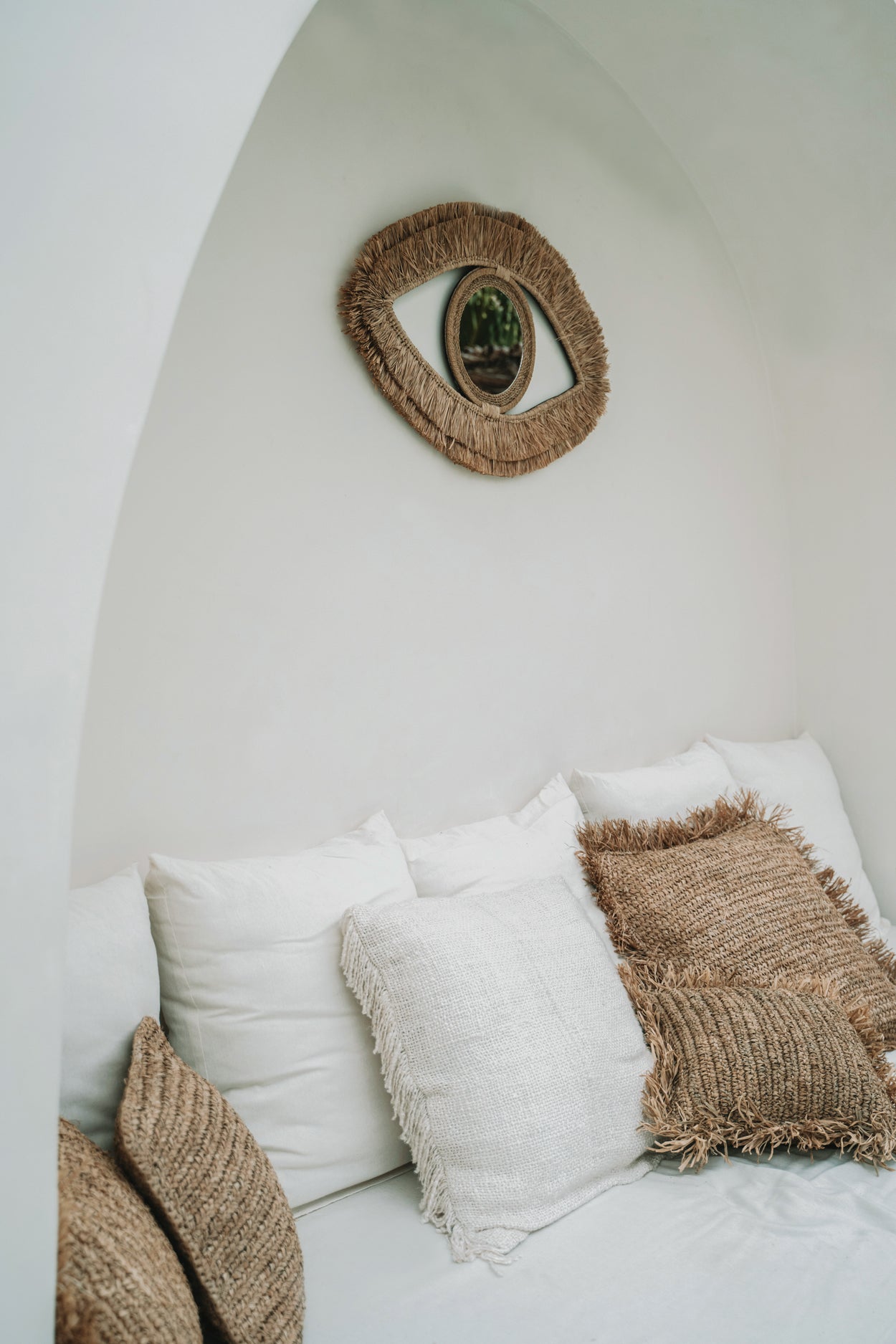 Bazar Bizar De Raffia Eye Spiegel - Naturel - M