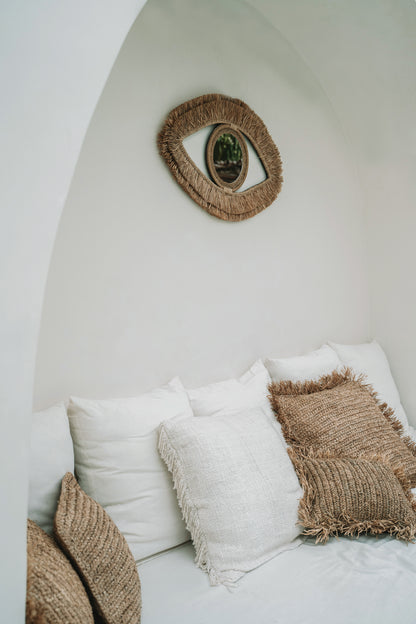 Bazar Bizar De Raffia Eye Spiegel - Naturel - M