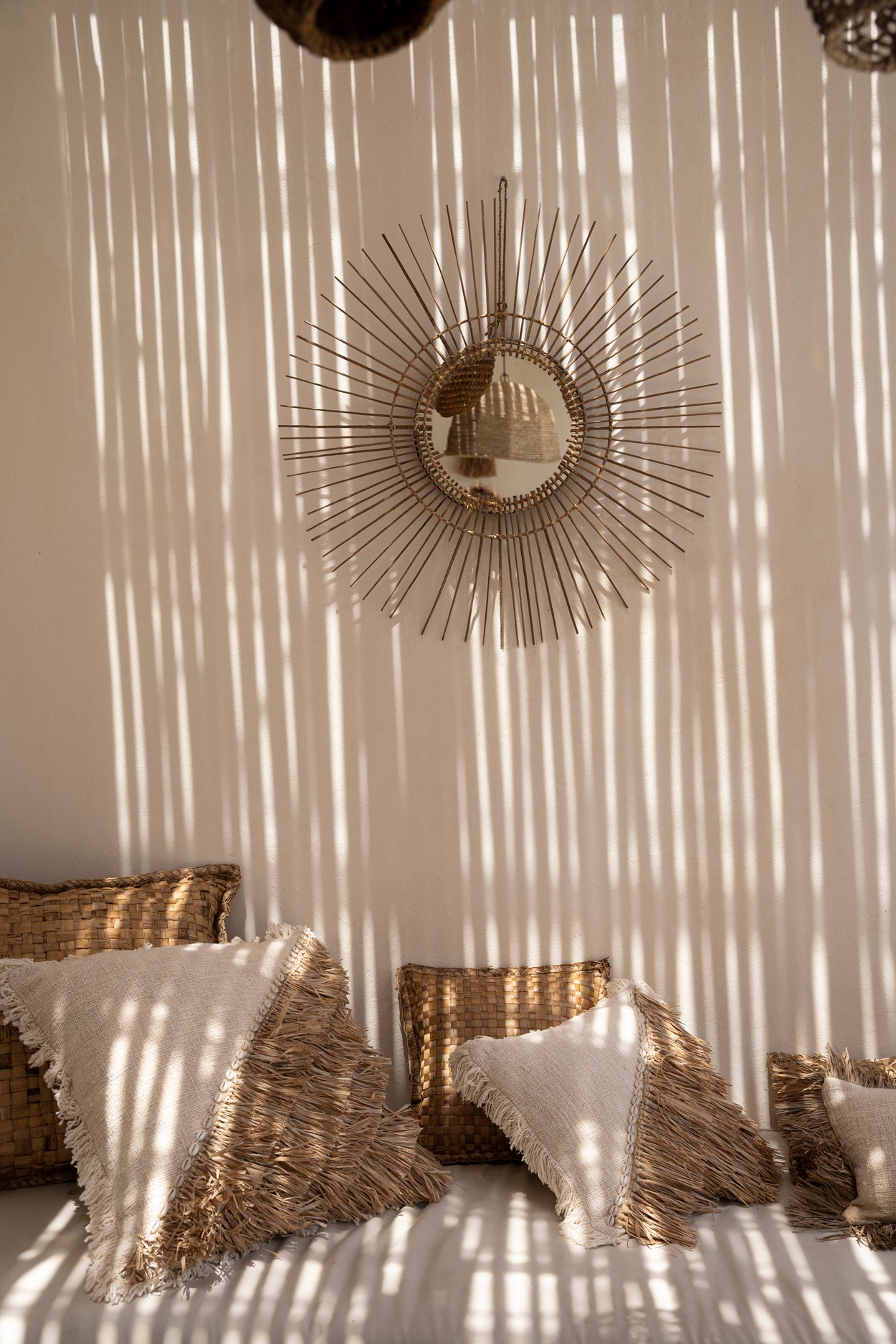 Bazar Bizar  Raffia Katoenen Kussenovertrek - Naturel Wit - 40x40