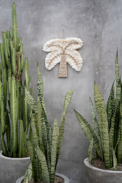 Bazar Bizar De Katoen & Schelpen Palmboom - Wit Naturel