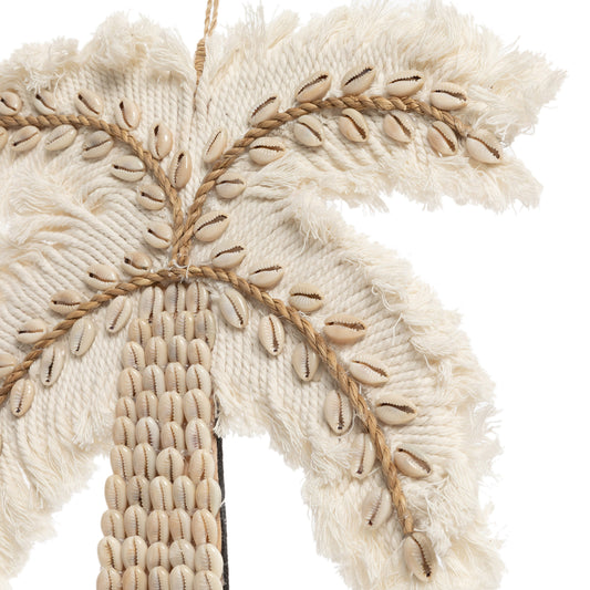 Bazar Bizar De Katoen & Schelpen Palmboom - Wit Naturel