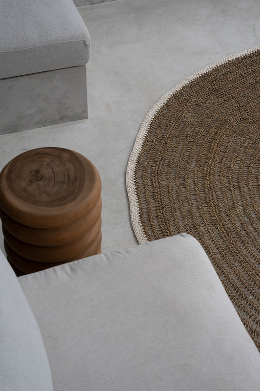 Bazar Bizar Het Seagrass & Katoen Rond Tapijt - Naturel Wit - 200