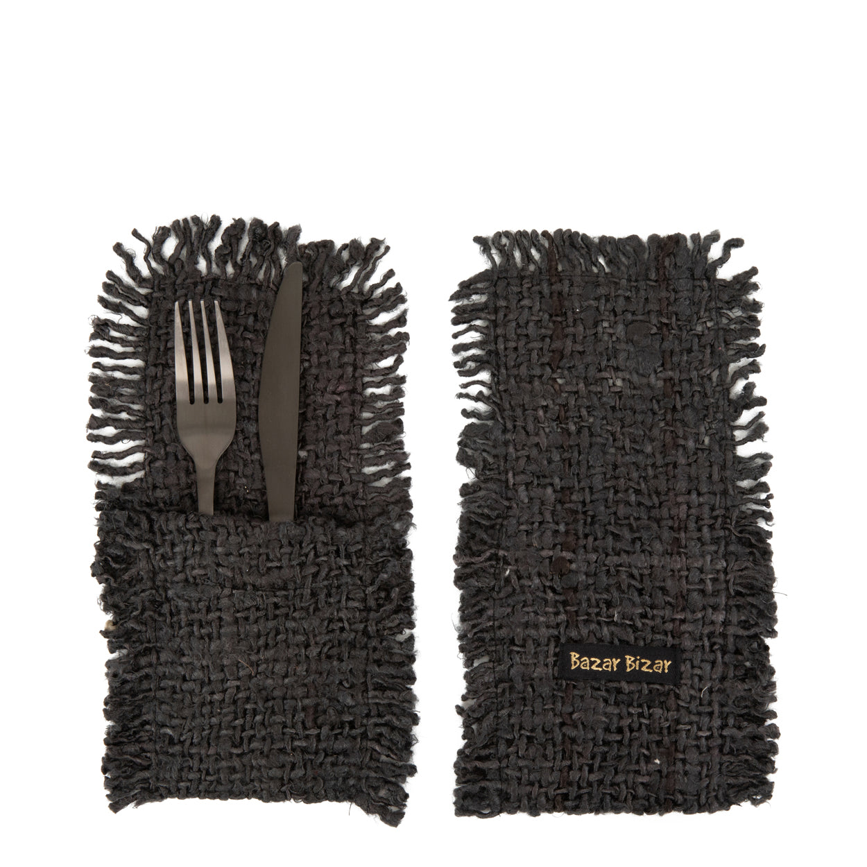 Bazar Bizar Het Oh My Gee Bestekzakje - Marinezwart - Set van 4