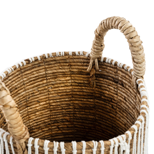 Bazar Bizar De Straight Stitched Macrame Mand - Naturel Wit - S