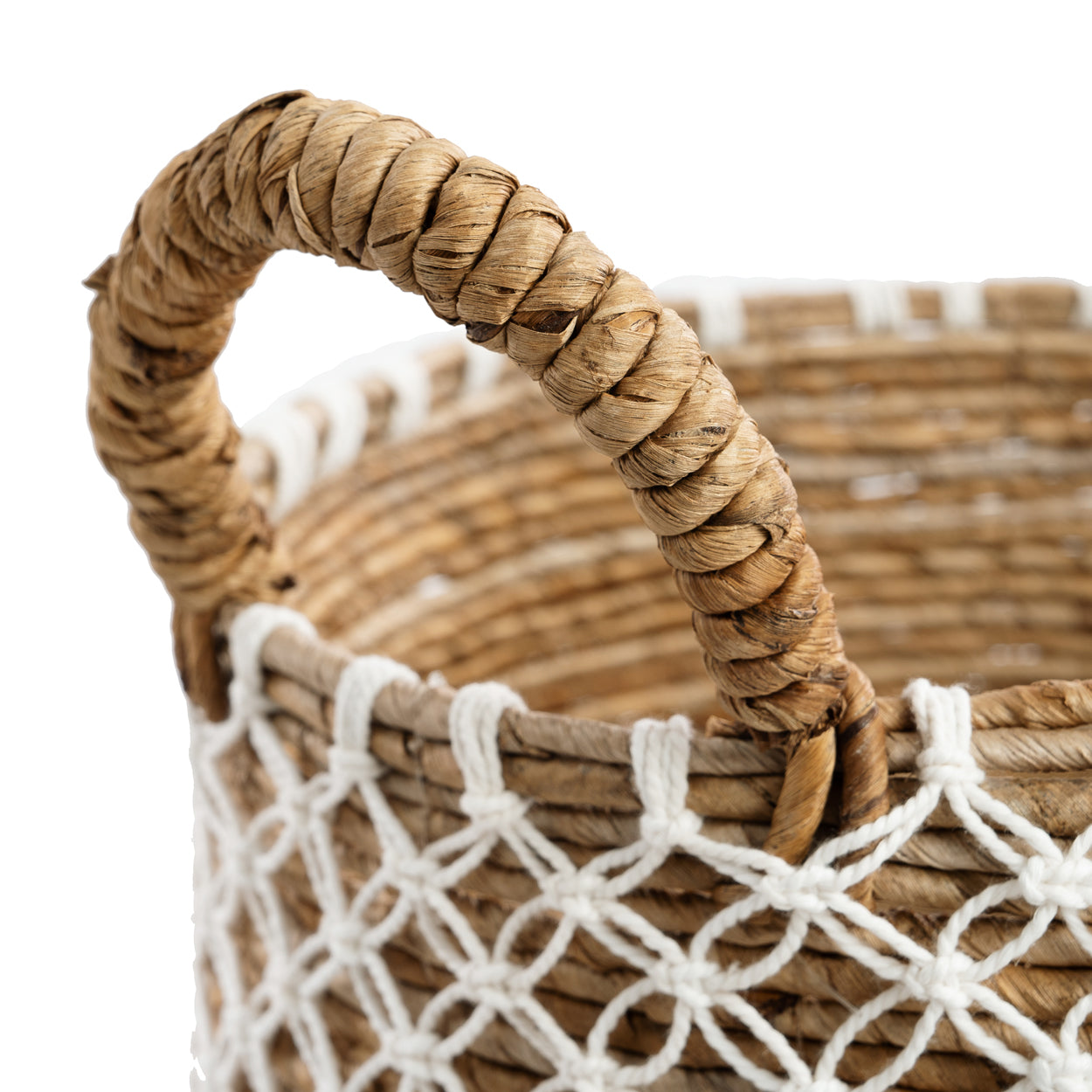 Bazar Bizar De Cross Stitched Macramé Mand - Naturel Wit - M