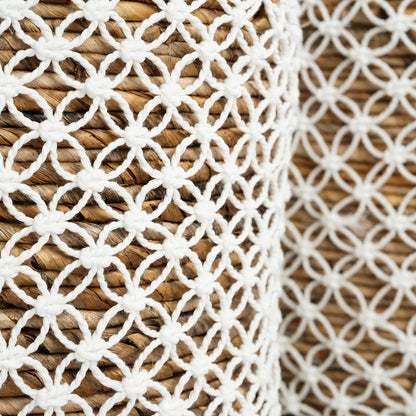 Bazar Bizar De Cross Stitched Macramé Mand - Naturel Wit - S