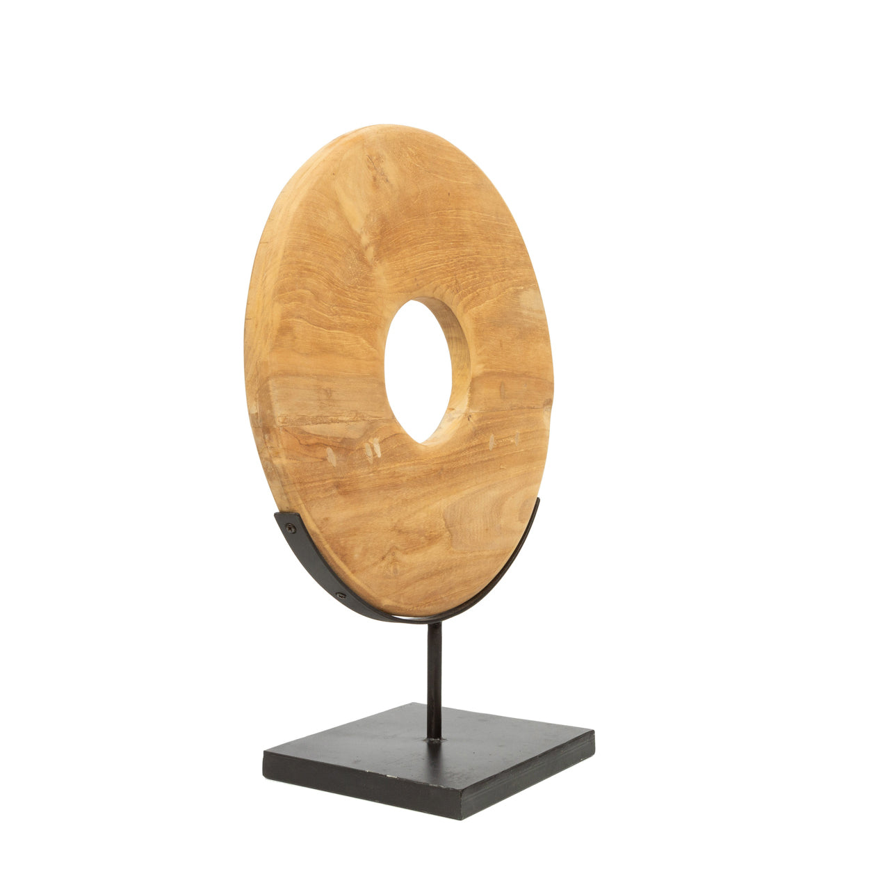 Bazar Bizar De Teak Disc op Stand - M