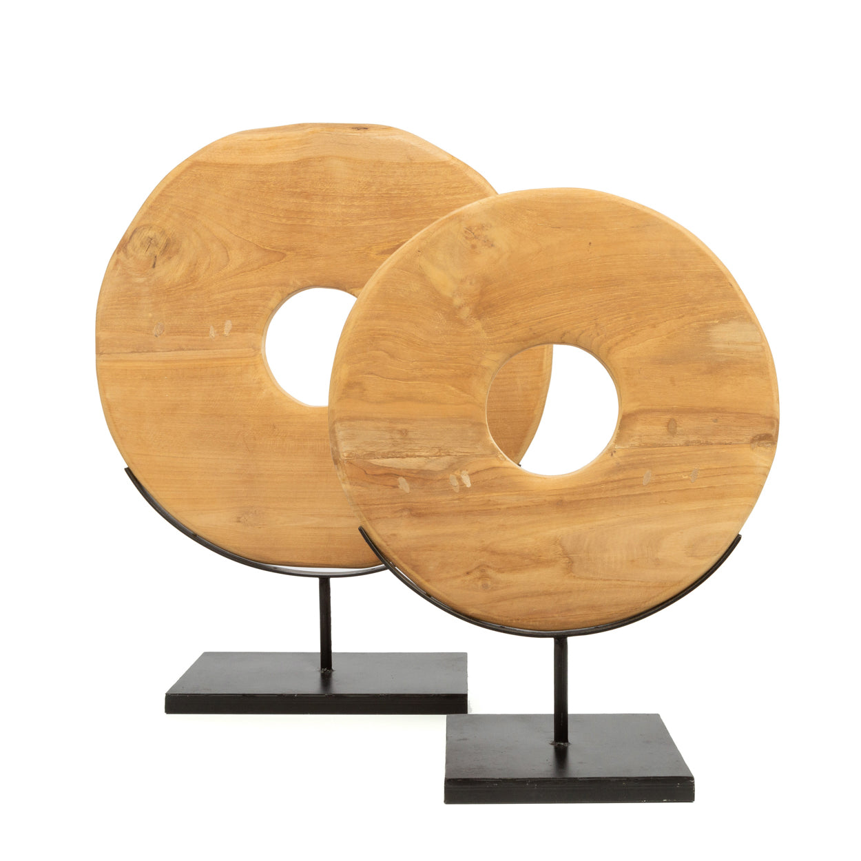 Bazar Bizar De Teak Disc op Stand - M