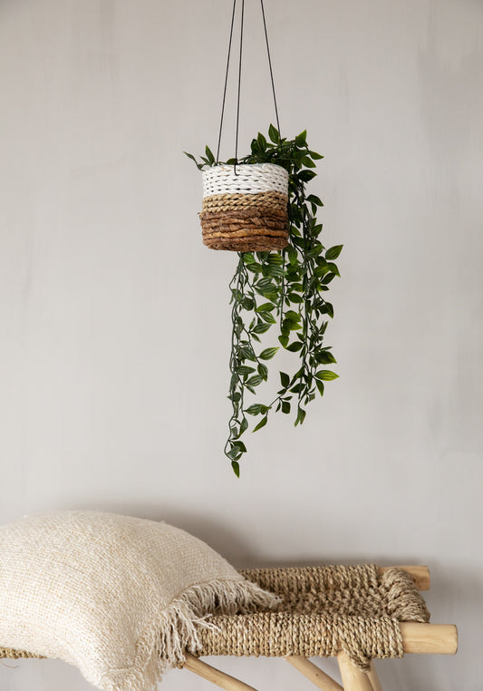 Bazar Bizar - De Banana Leaf Planthanger - Naturel Wit