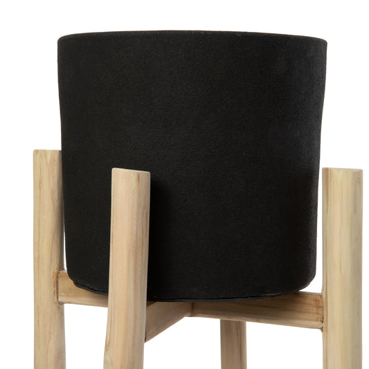 Bazar Bizar De Charcoal Hoge Plantenbak - Zwart Natural - L