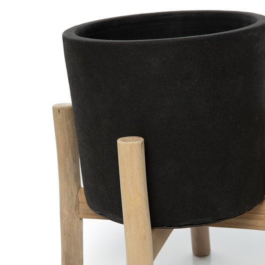 Bazar Bizar De Charcoal Lage Plantenbak - Zwart Natural - S