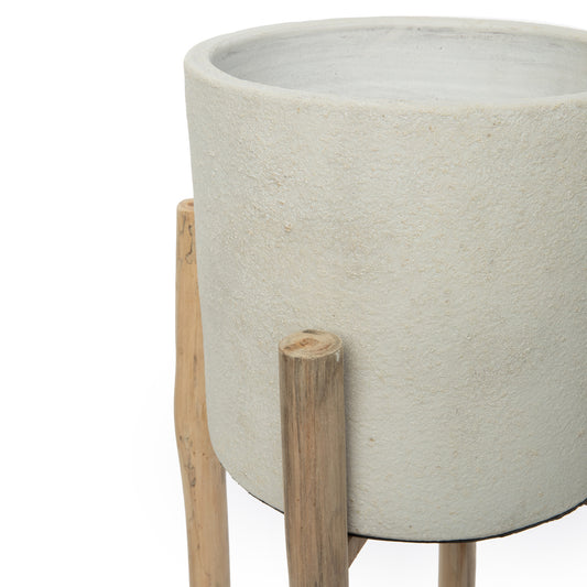 Bazar Bizar De Chalk Hoge Plantenbak - Beton Naturel - L