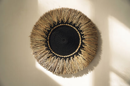 Bazar Bizar De Raffia Macrame Muurdecoratie - Naturel Zwart