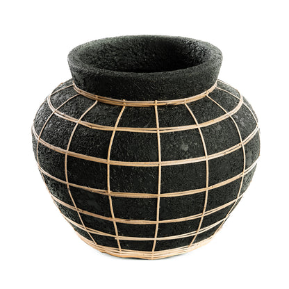 Bazar Bizar - De Belly Vaas - Zwart Naturel - L