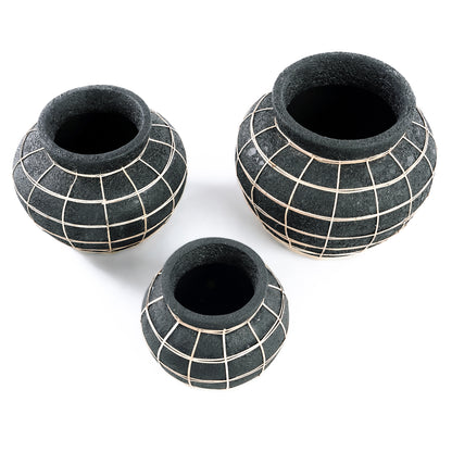 Bazar Bizar - De Belly Vaas - Zwart Naturel - L