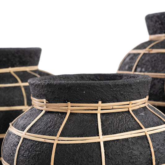 Bazar Bizar - De Belly Vaas - Zwart Naturel - S