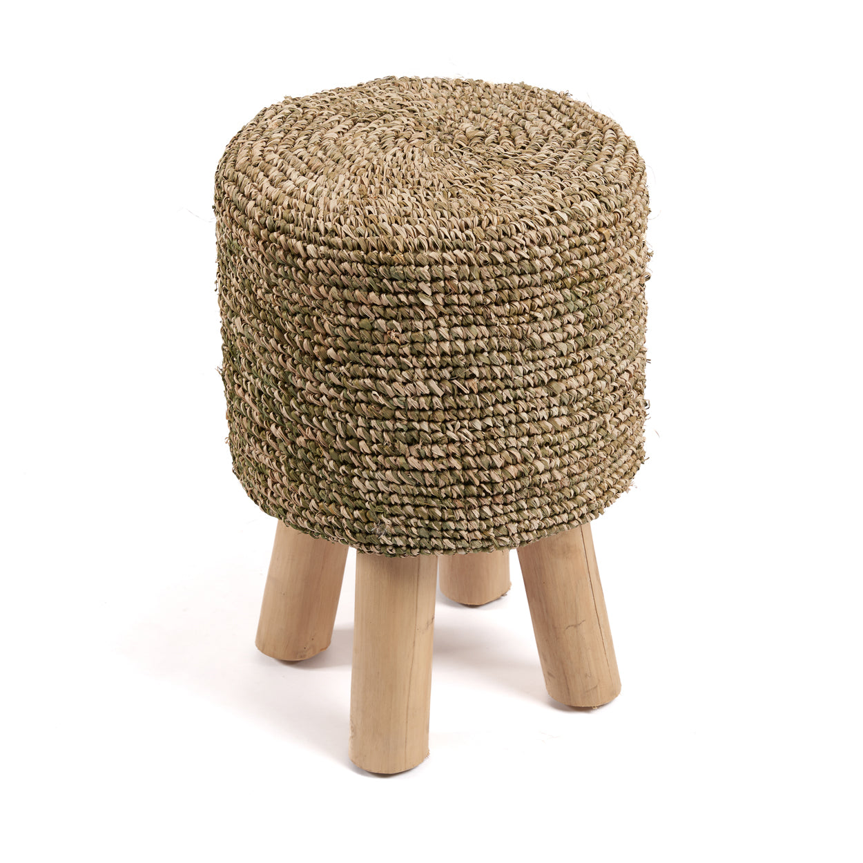 Bazar Bizar De Raffia Tressed Kruk - Jungle Groen