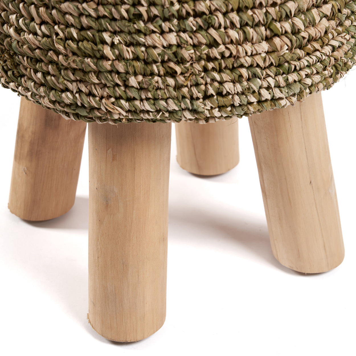 Bazar Bizar De Raffia Tressed Kruk - Jungle Groen