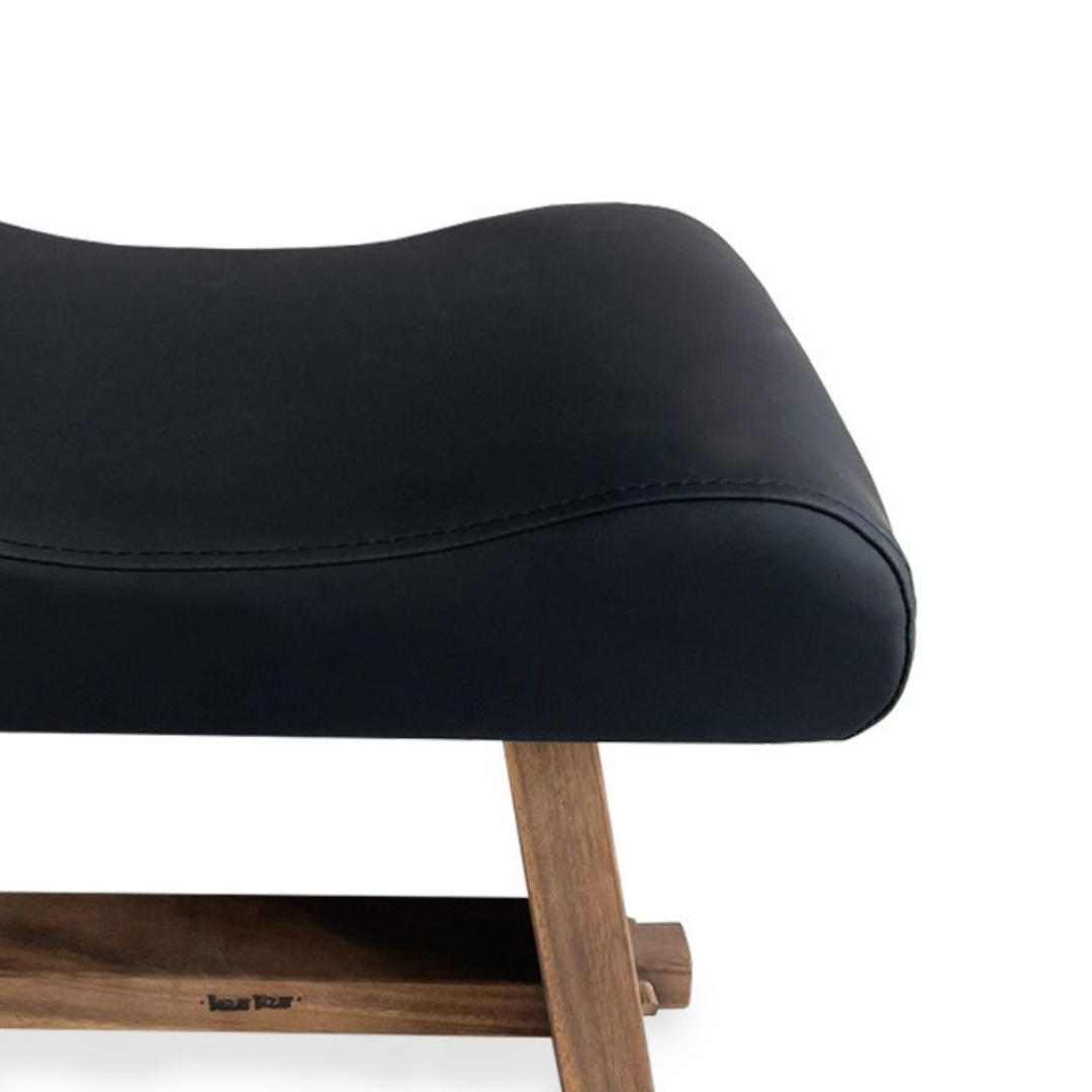 Bazar Bizar De Suar Kruk met Leder - Naturel Zwart