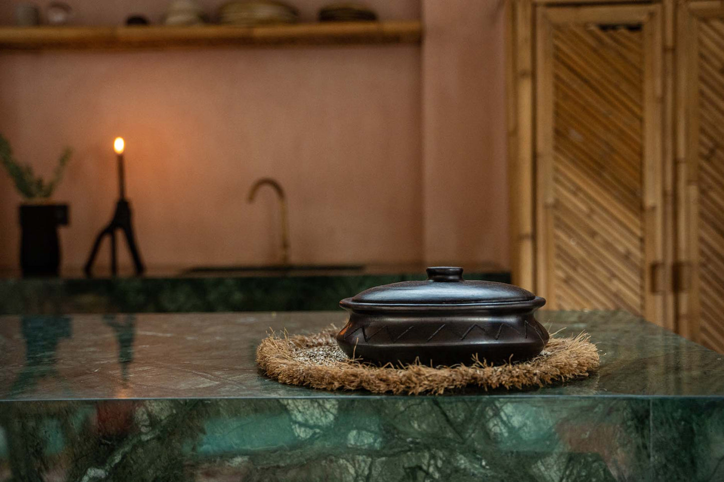 Bazar Bizar De Burned Ovale Pot Met Patroon - Zwart