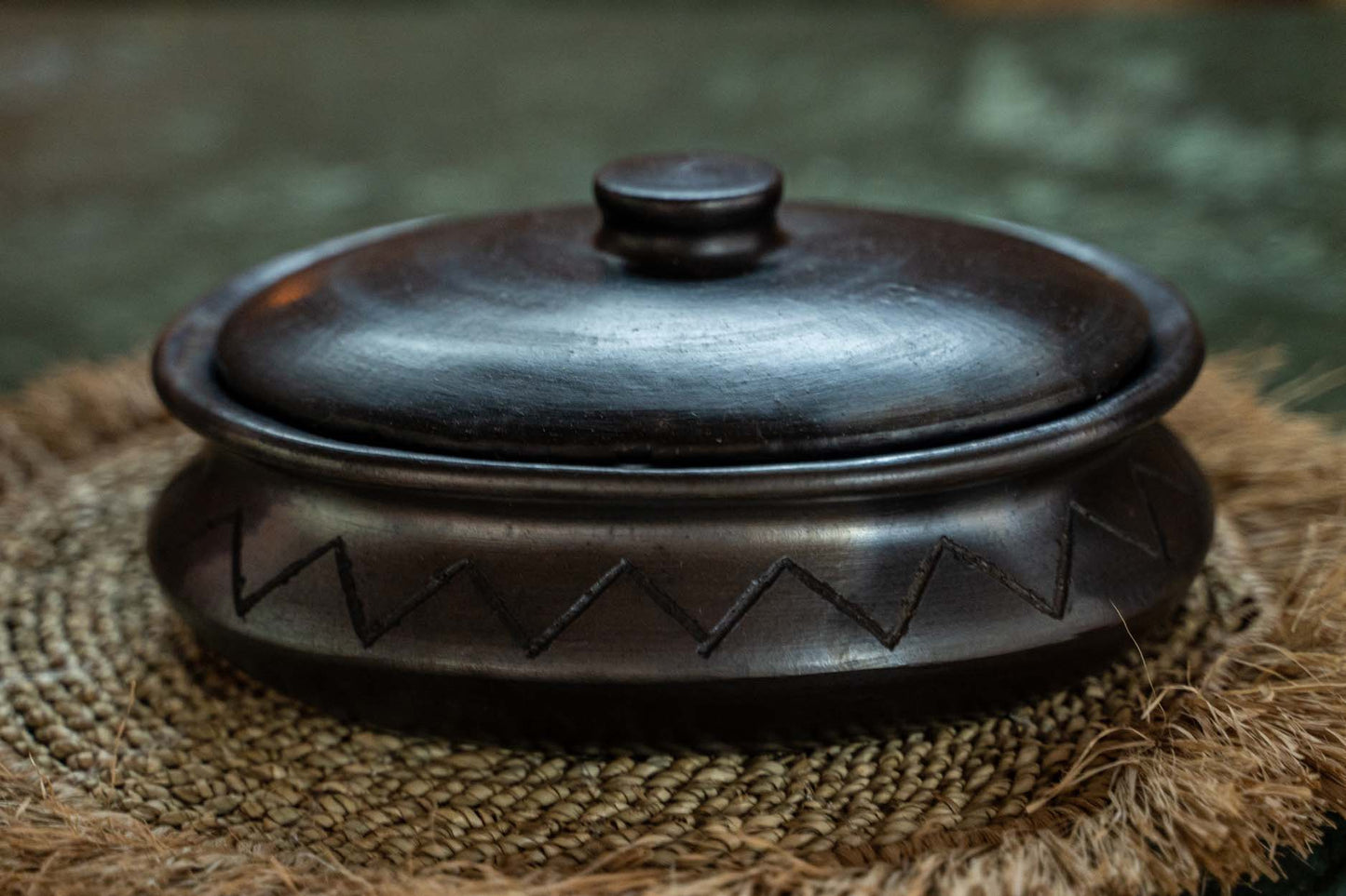 Bazar Bizar De Burned Ovale Pot Met Patroon - Zwart