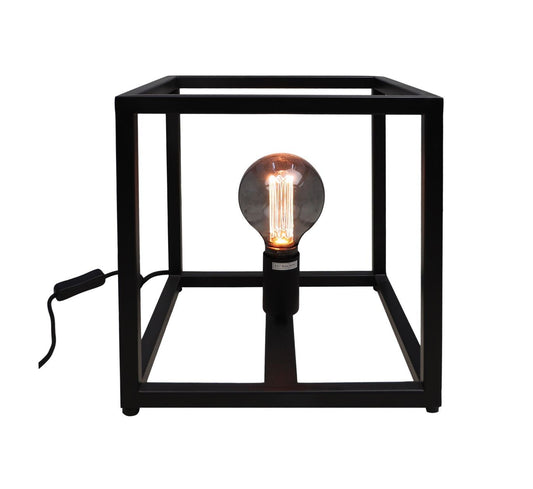 HSM Collection-Tafellamp Vierkant Fremont-26x26x26-Zwart-Metaal