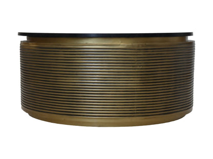 HSM Collection-Ronde Salontafel Rible-ø80x40-Goud/Zwart-Marmer/Metaal