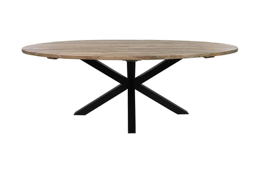 HSM Collection -Tuintafel ovaal - 220x110x76 - Naturel - Oud teakhout/metaal