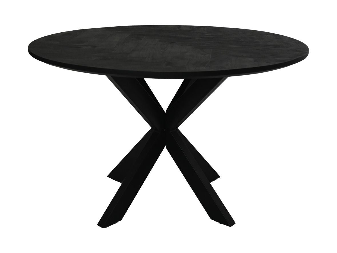 HSM Collection-Ronde Eettafel Mozaiek-140x140x77-Zwart-Mango/Metaal