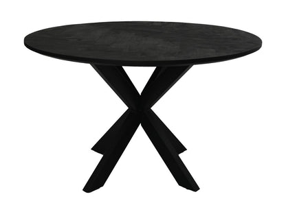 HSM Collection-Ronde Eettafel Mozaiek-140x140x77-Zwart-Mango/Metaal