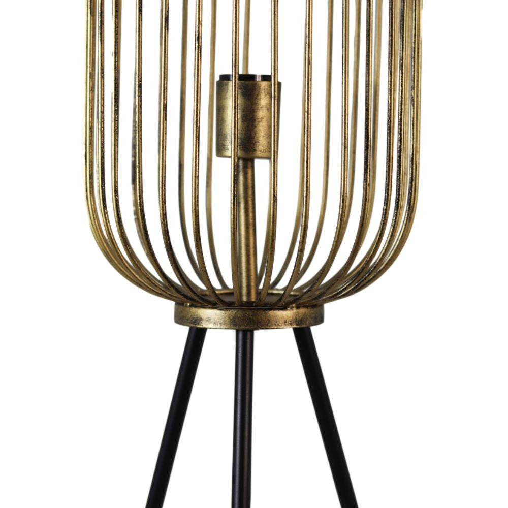 HSM Collection-Vloerlamp Driepoot Small-ø30x120-Goud/Zwart-Metaal