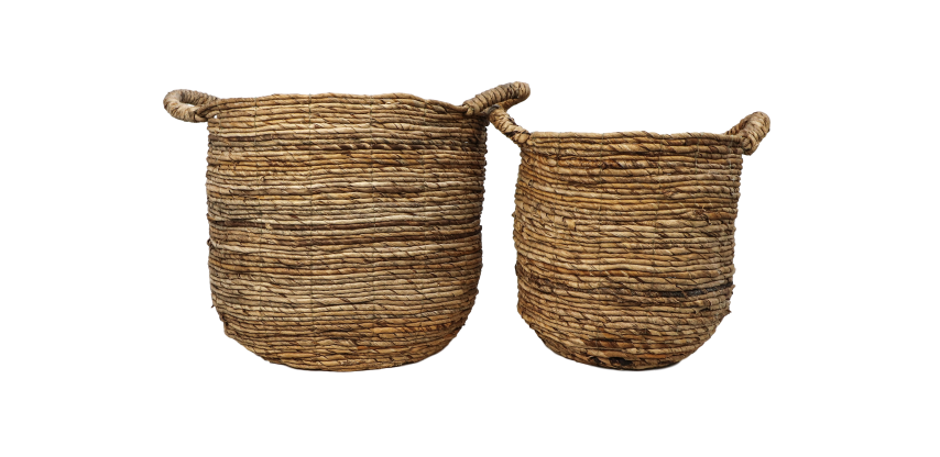 HSM Collection-Mandenset S/2-ø35x33/ø30x30-Naturel-Bananenblad