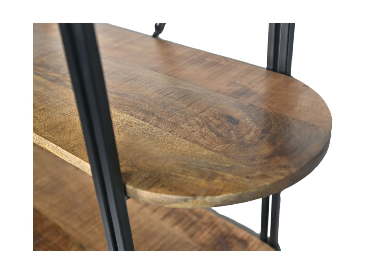 HSM Collection-Wandkast Met 4 Planken-130x39x140-Naturel/Zwart-Mango/Metaal