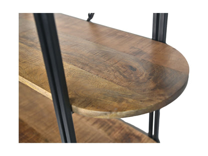 HSM Collection-Wandkast Met 4 Planken-130x39x140-Naturel/Zwart-Mango/Metaal