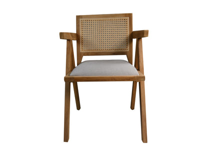 HSM Collection-Eetkamerstoel Phi+ zitting-52x54x83-Naturel/Grijs-Teak/Stof