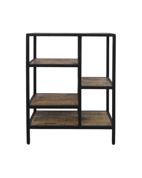 HSM Collection-Open Vakkenkast Levels-60x35x81-Naturel/Zwart-Mango/Metaal