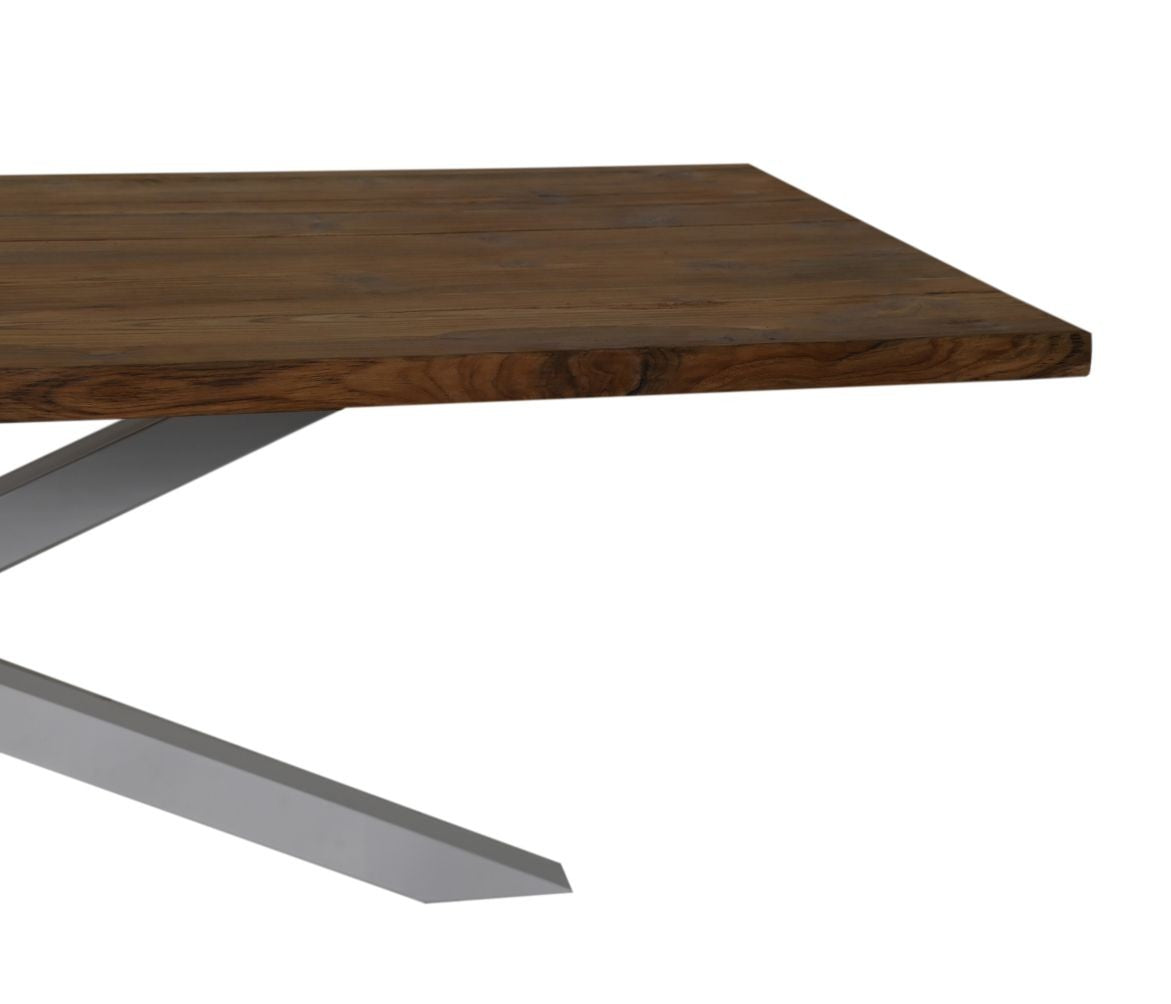 HSM Collection-Rechthoekige Tuintafel-180x90x76-Naturel/Wit-Teak/Metaal
