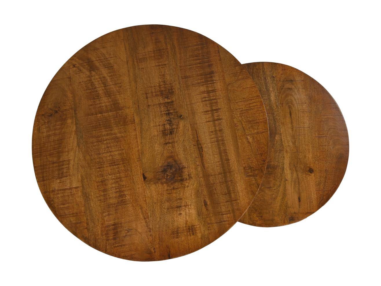 HSM Collection-Ronde Bijzettafel Ronin S/2-ø70x46 / ø55x40-Bruin/Zwart-Mango/Metaal